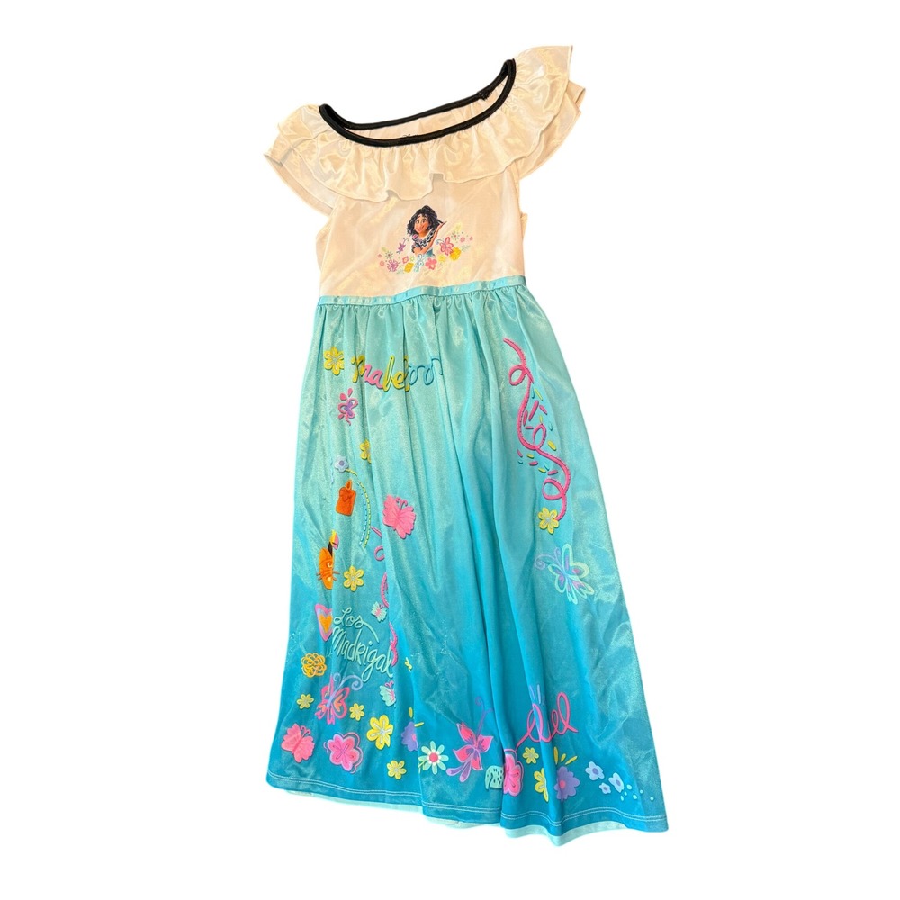 Disney Encanto Mirabel Madrigal Girls Nightgown Dress White Teal Size 6 - Picture 1 of 12